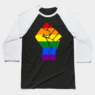 Black Lives Matter Fist LGBT Pride Rainbow Baseball T-Shirt